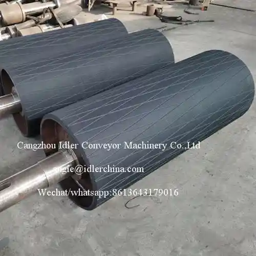 Belt Conveyor Hot Vulcanized Rubber Coated Drum Pulley